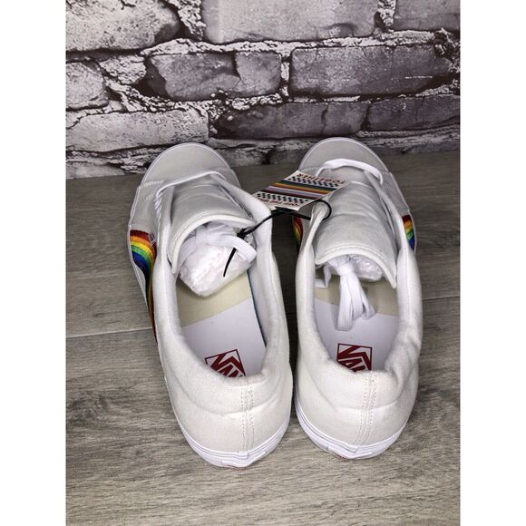 Vans 507452 White Canvas Rainbow Embroidered Lace Sneaker Shoes Men Sz 13M US/47 - Picture 5 of 16